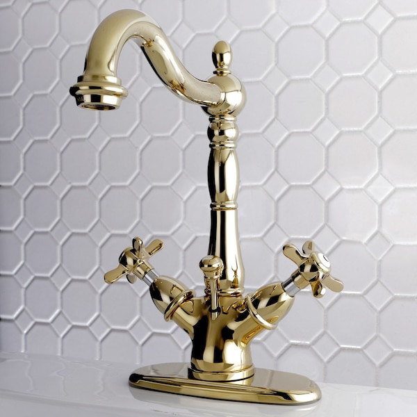 Essex 2-Handle Bathroom Faucet W/Brass Pop-Up & Cover Plate,Brass